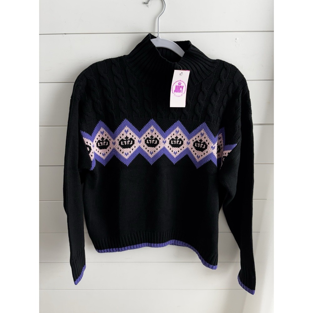 NEW Juicy Couture Sweater Womens L‎ Black High Neck NWT $65 Retail 0299
